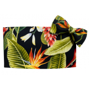 Hawaiian Ginger Floral Cummerbund and Bow Tie Set